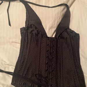 Agent Provocateur Ribbed cotton and silk corset. Halter style. Size AB